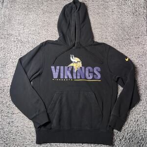 Minnesota Vikings Sweatshirt Men Small Black Hoodie Lounge NFL Team Pullover